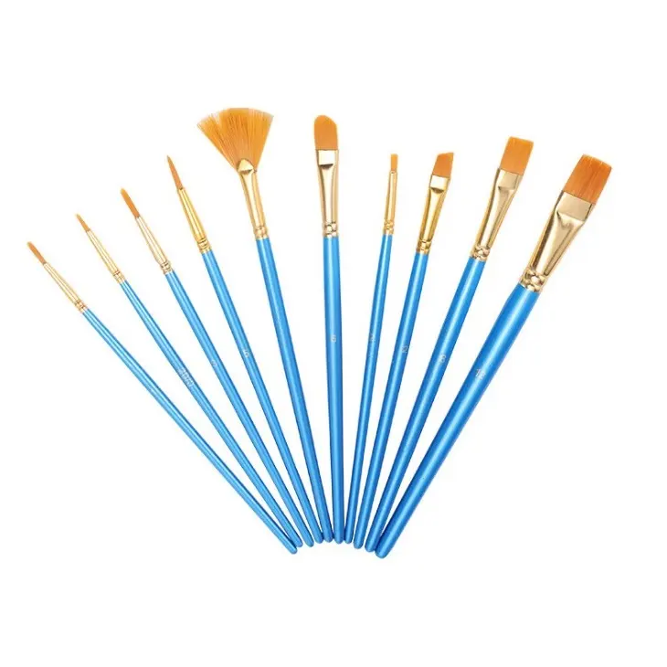 Wholesale Professional Oil Paint Brushes Cheap Art Paint Brush Set Including 10pcs Brushes for Art Painting