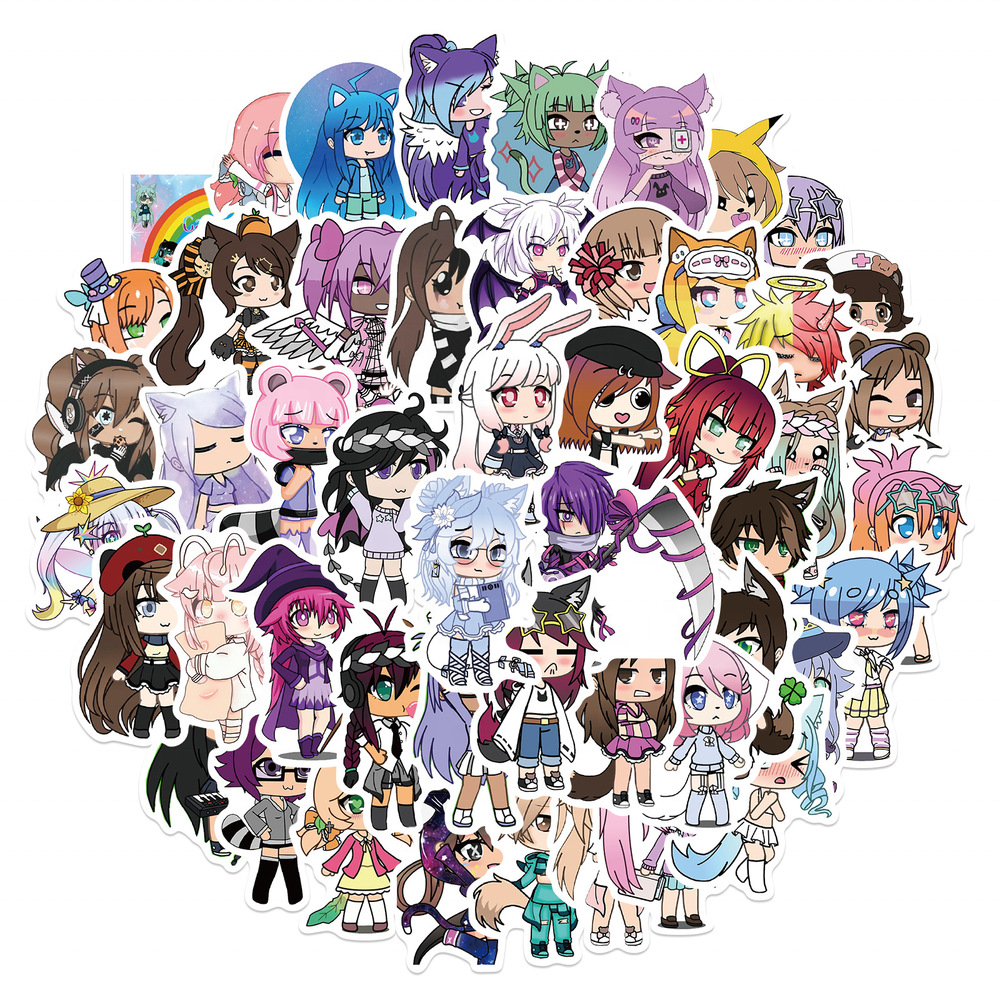 50pcs Cartoon Game Cute Gacha Life Stickers Luggage Notebook Refrigerator Decoration Stickers Children's Toys Wholesale