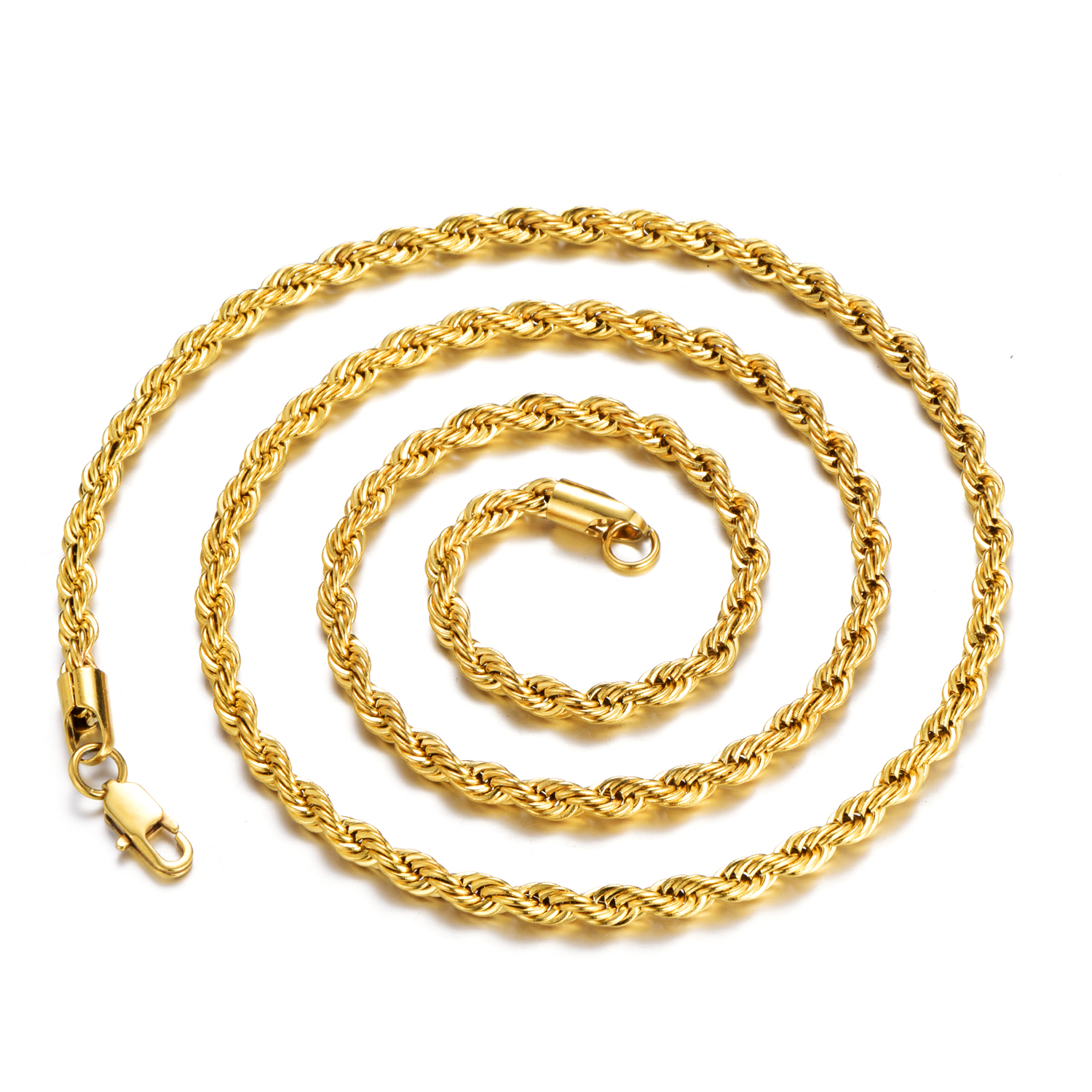 Twisted Stainless Steel Link Chain Rope Chain Necklace For Men Women Fashion Hip Hop Jewelry