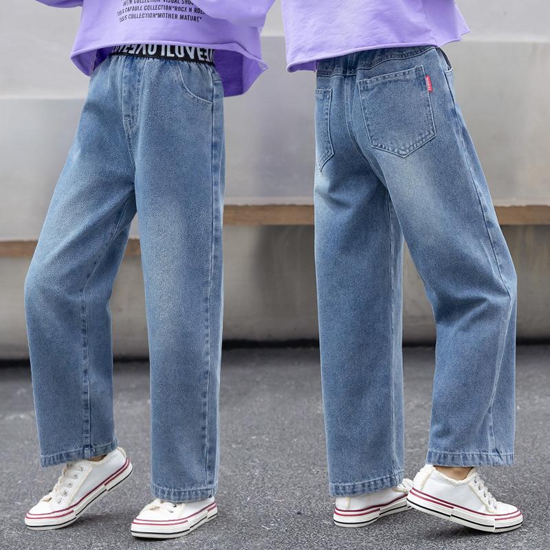 Wholesale Autumn Winter Children Loose Straight Trousers Wide Leg Kids Casual Pants 110-170cm Teenage girls Baggy Jeans