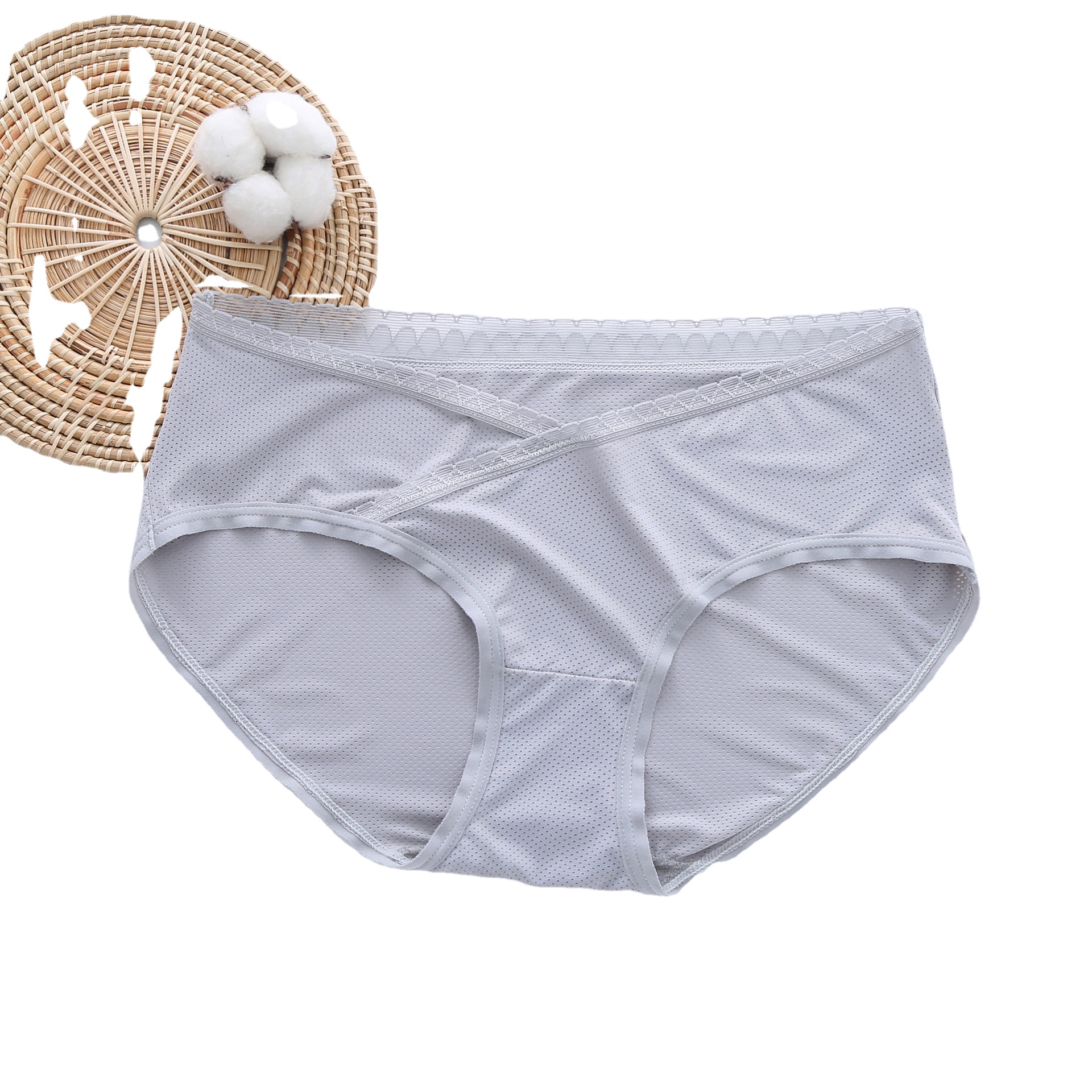 Factory Wholesale Ice Silk Breathable Belly Support Large Size Low Waist Maternity Panties Cotton