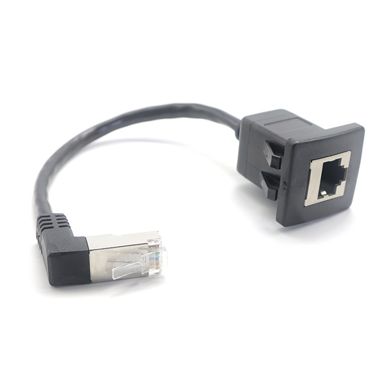 Удлинительный кабель Ethernet с нижним углом, гнездо RJ45 с панельным креплением к 8P8C мужскому сетевому удлинителю, патч-корд