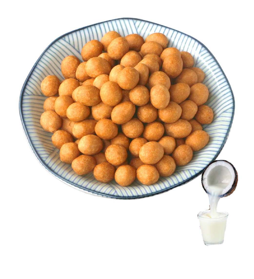 office snack ready to eat roasted peanut coated flour coconut milk flavour