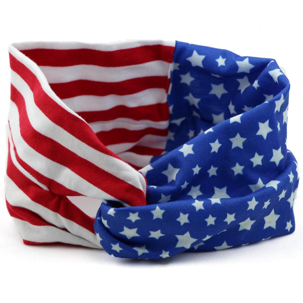 Popular Sale Custom Logo Fashion Comfortable Sports Elastic Polyester Cooling American Flag Headband