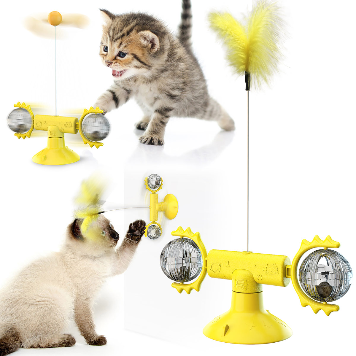Cat Ball Hot Pinwheel Ball Toy Cat Kitten Interactive Puzzle Teasing Toy Cat Feather Toy