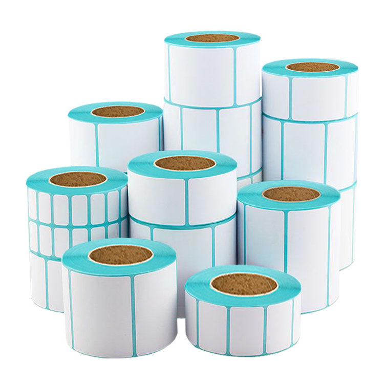 In stock custom size die cut organization Thermal Adhesive Sticker Label Paper Roll