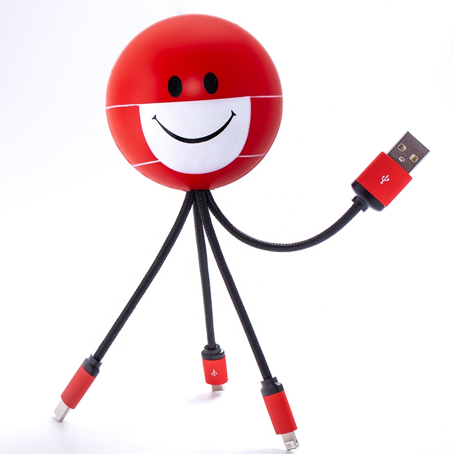 Индивидуальный рекламный usb-кабель для зарядного устройства с изображением смайлика