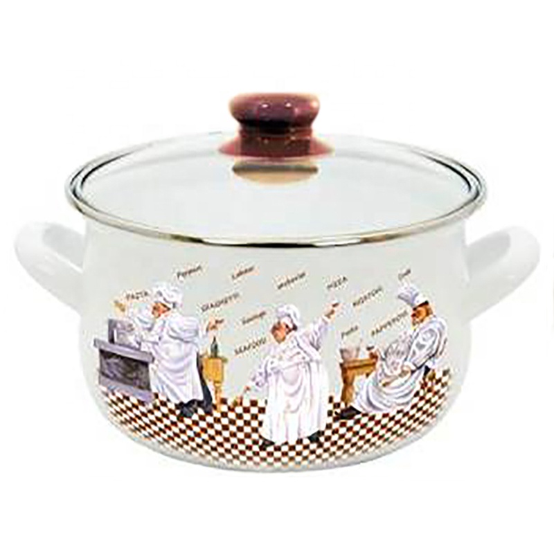 Factory Supply Cooking Set Of 3pcs Enamel Casserole Pot Cookware With Glass Lid