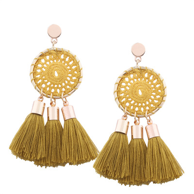 Promotion Wholesale New Design Fashion Earrings Jewelry Bohemian Statement Handmade Tassel Fringe Thread Dangle Women Earring