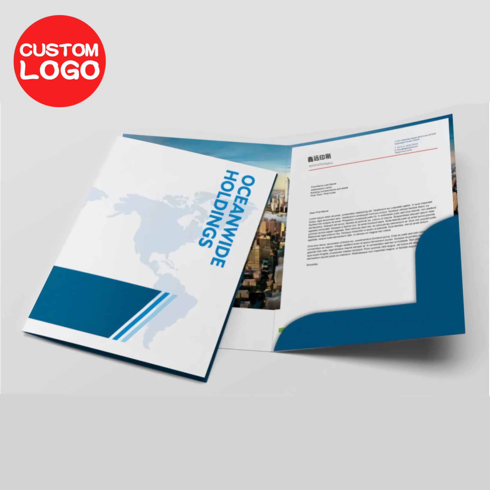 Customize Size Embossed Debossed Business Card Slot Paper File Document Presentation Folder