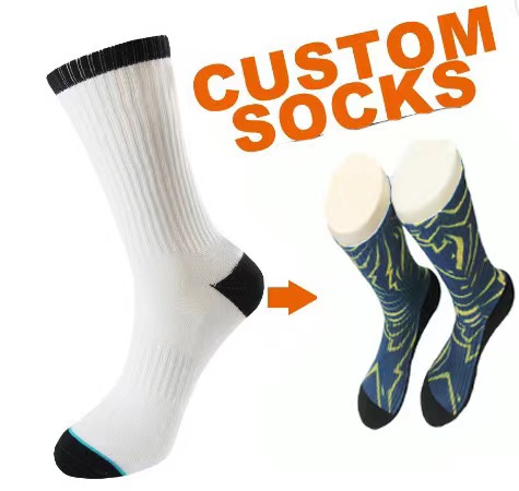 2021 Wholesale Popular 100% polyester custom sport socks logo sublimation blank socks