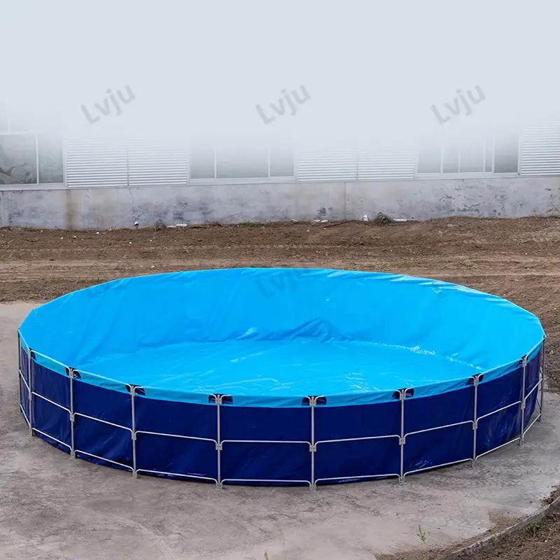 Lvju Aquaculture Equipment Pvc Canvas Fish Tank Farming Round Foldable PVC Tarpaulin Tank Aquaculture Fish Pond