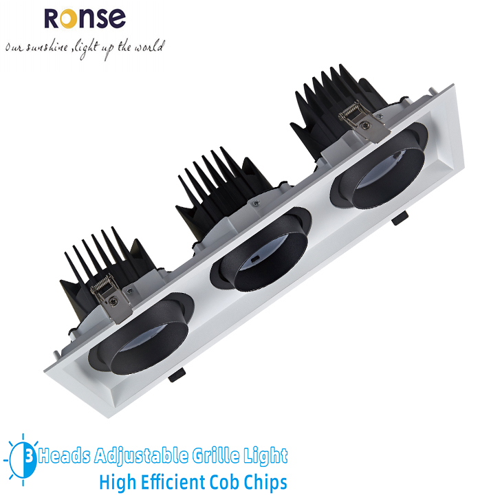 RONSE Factory Custom 36W 60W 90W 110V Cob Ceiling Led Grille Light Cut Out 265*100mm DALI Dimming Feasible Solutions Grille Led