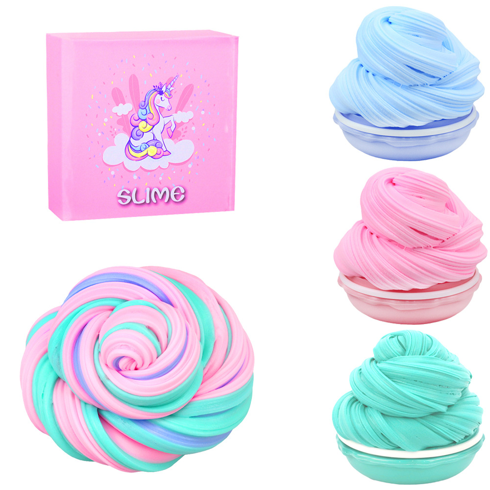 Hot New Release 3 Pcs 100ml Macaron Fluffy Slime Set Toys Stress Relief Toys for Kids Adults