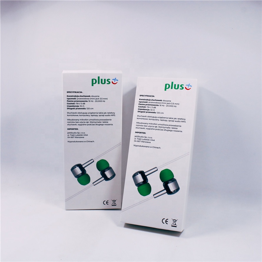 Glossy Lamination UV coating Fancy Logo customized Headphone Earphone paper box with PVC plastic window
