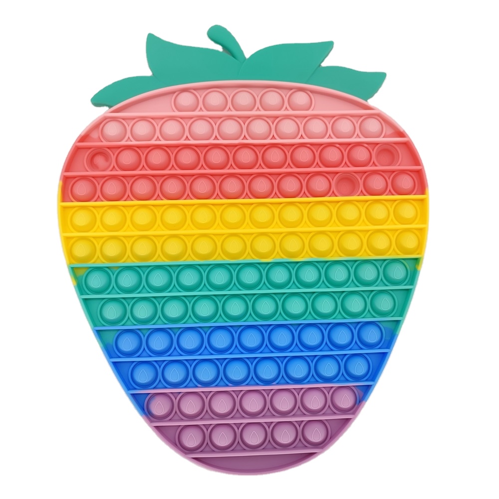 15CM Top Hot Sale Fruit Vegetable Food Strawberry Pineapple Press Bubble Sensory Silicone Stress Reliever Toys