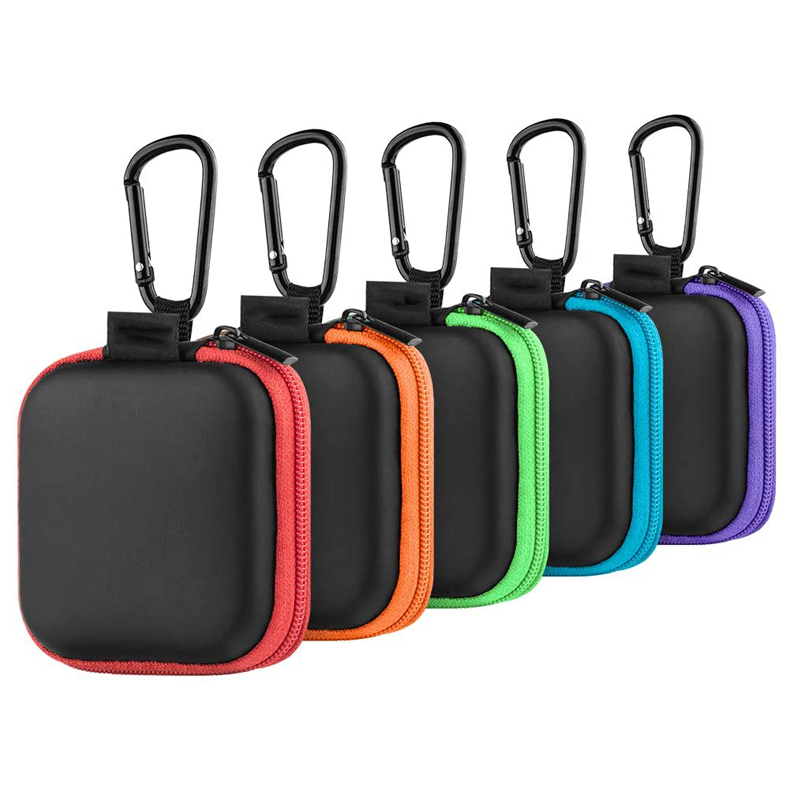 Earbuds Case, Portable Small Earbud Carrying Case Storage Bag with Carabiner Clip for Earphone, Earbud