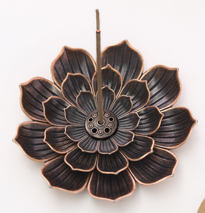 High Quality Portable Silver Gold Scented Incense Sticks Burner Lotus Flower Standing Incense Stick Holder
