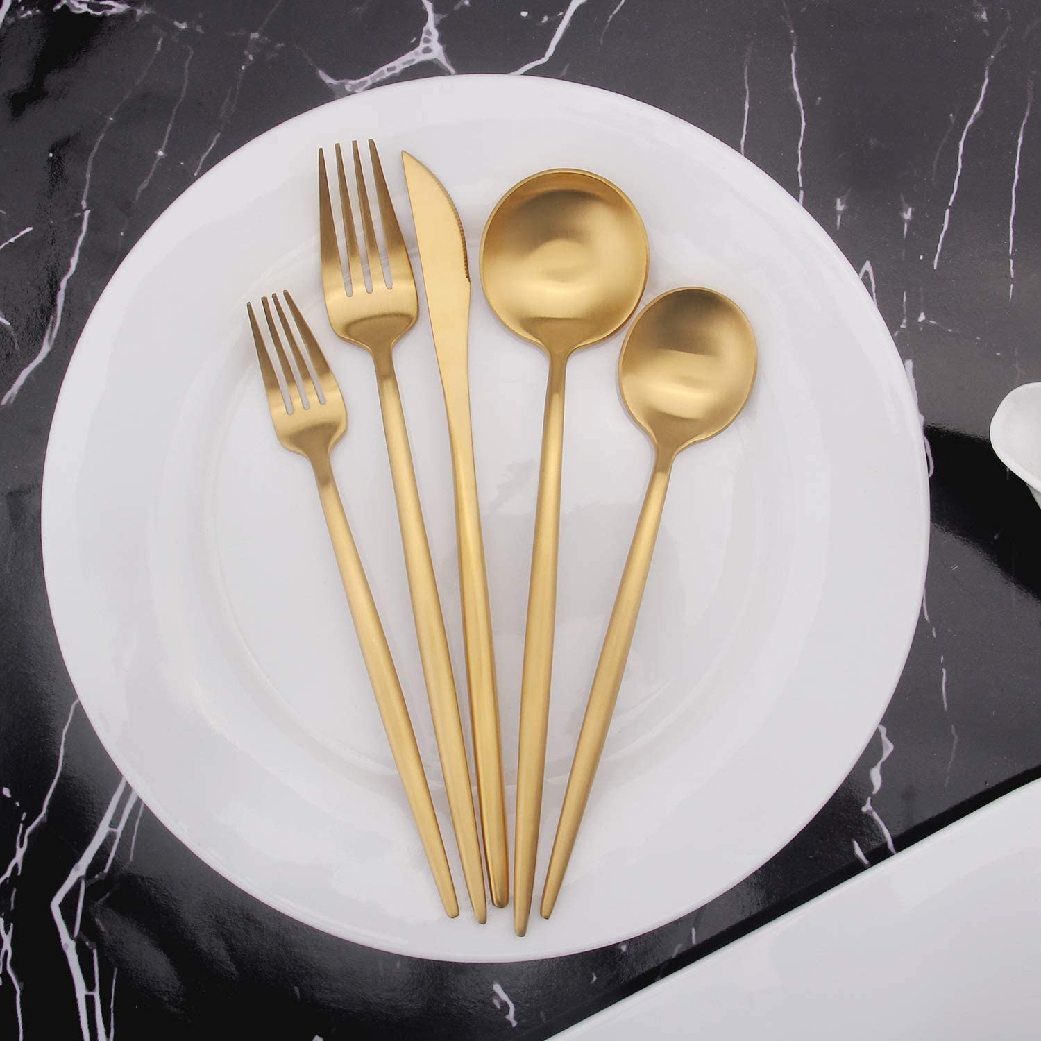 Golden Solid Steak Silverware Knife And Fork Set Gold Flatware Set European Western Restaurant Cutlery For Wedding