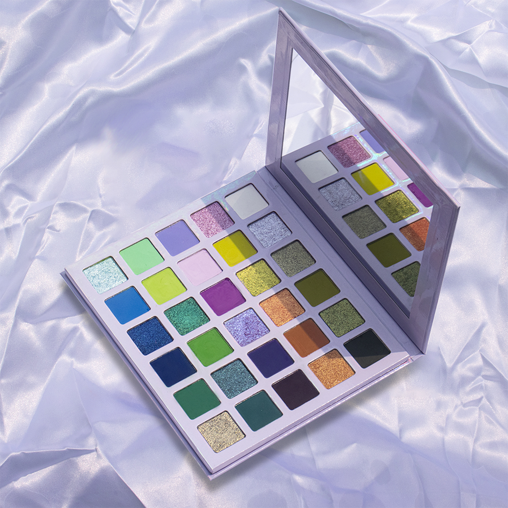 Shine shimmer 30 color eyeshadow palette,High Pigment Vegan Colorful Duochrome Matte Square Eyeshadow Palette Eye Makeup
