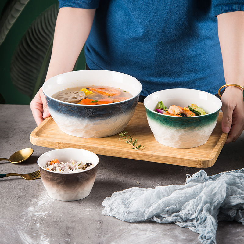 Microwave safe Nordic tableware porcelain bowls creative ceramic pasta cereal soup rice bowls