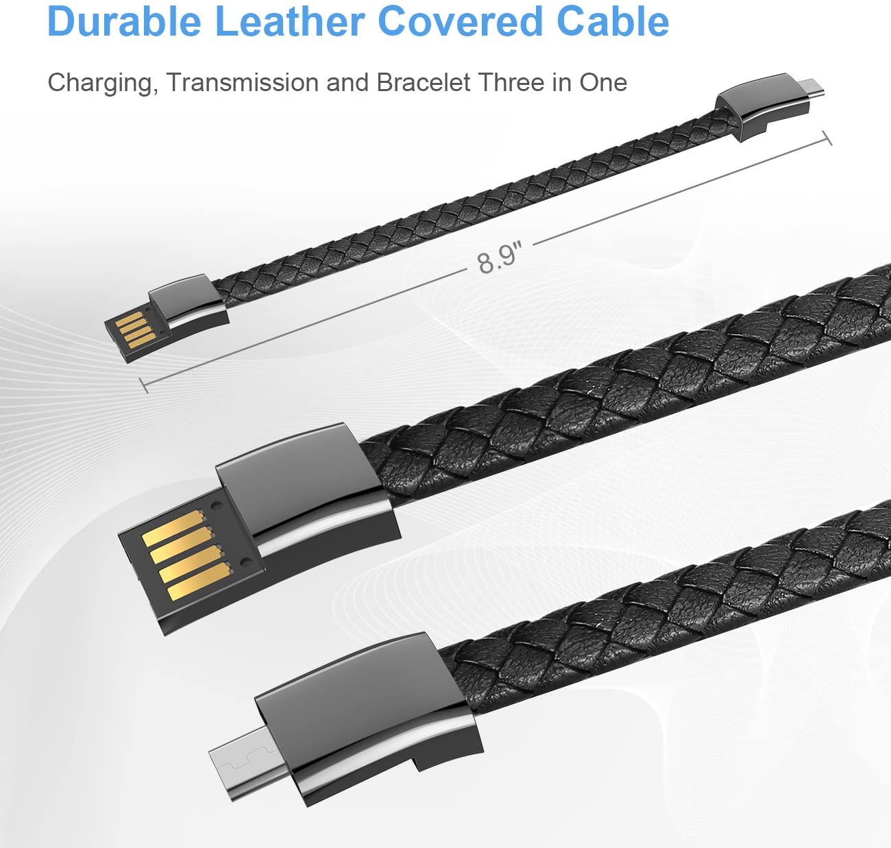 Usb-браслет зарядное устройство кожаный плетеный браслет Usb зарядный кабель для Iphone Android мобильный телефон подарок новый дизайн