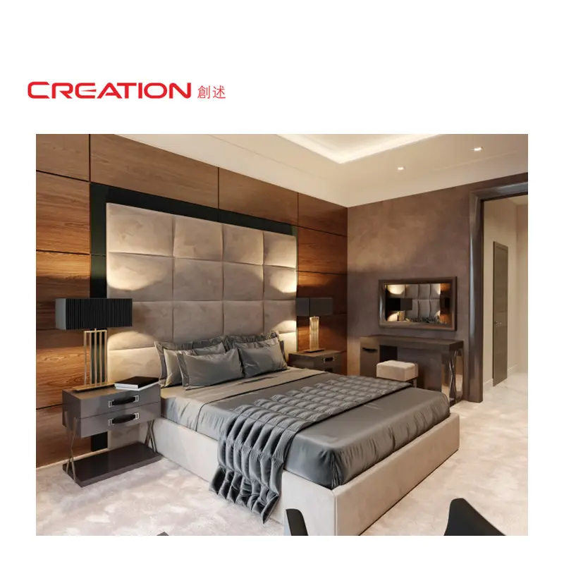 CREATION High End Italy Design Luxury Upholstered King Bed Set Hotel Bedroom Furniture For Project