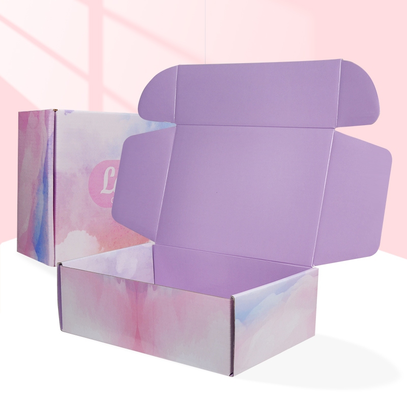 Pink color special design customized logo corrugated paper box mailing box shipping box