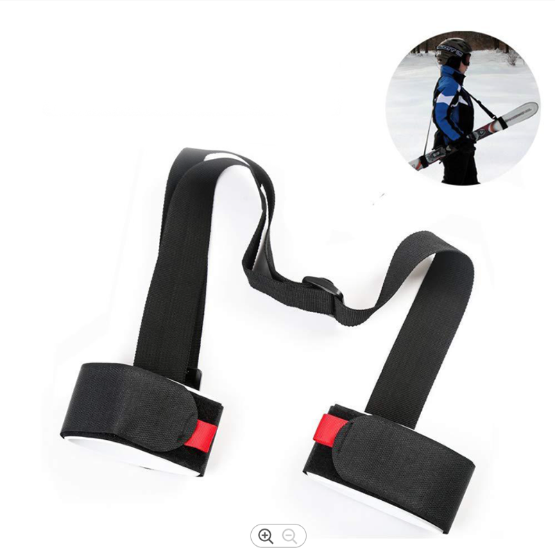 Black adjustable ski strap shoulder strap loop ski accessory suitable for adults and children