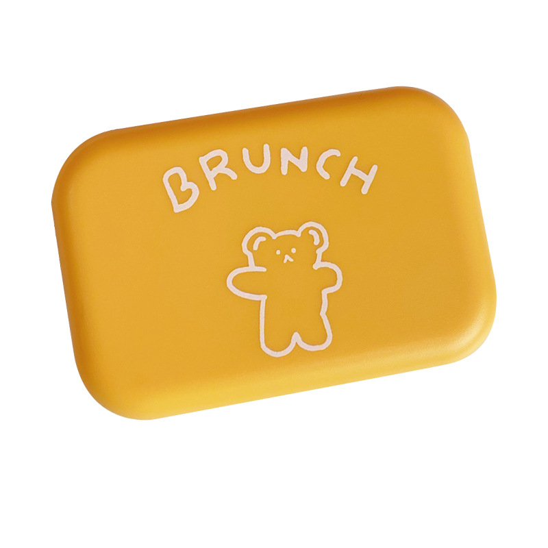 Simple INS style cute cartoon bear pattern four-color optional dual case contact lens portable care plastic case