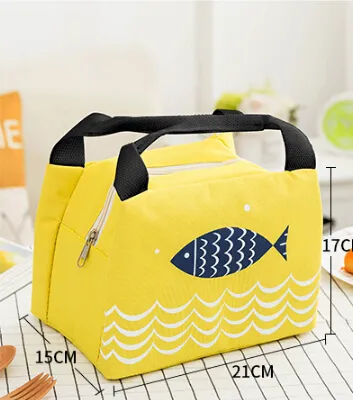 Fast Shipping Polyester Material Yellow Thick Cooler Bag Insulated Lunch Bag With Handle