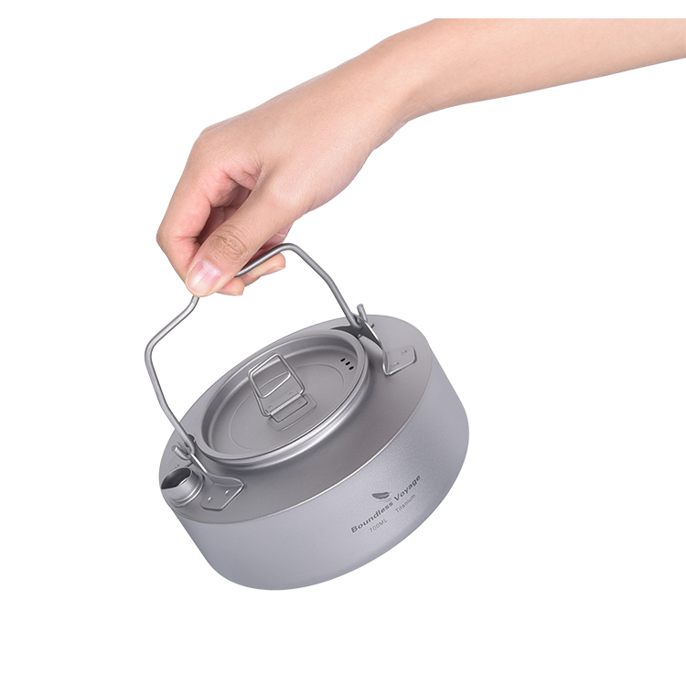 Boundless Voyage Ultra Light Outdoor Hiking Camping Water Kettle Camping Titanium Water Kettle With Filter With Handle