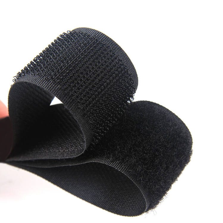 2 Inch Custom Logo Nylon High Tack Self Adhesive Black Hook And Loop Tape Velcro Strap
