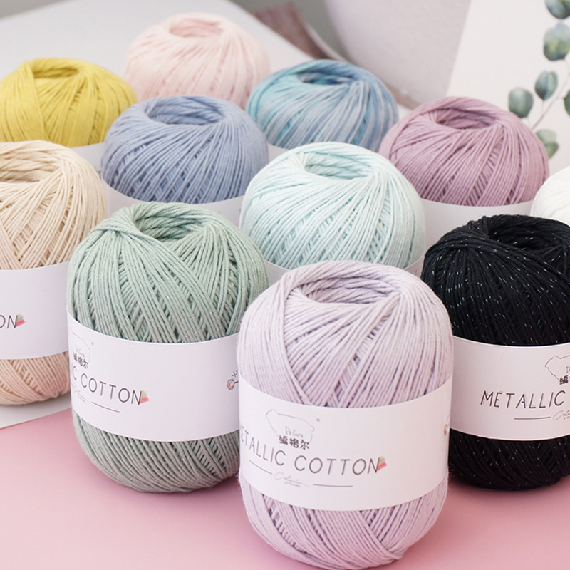 ZENGLONG 50g/roll 1/2.8nm 1ply 97% cotton 3% colorful silk blended yarns wholesale crocheted DIY hand knitting fancy yarn