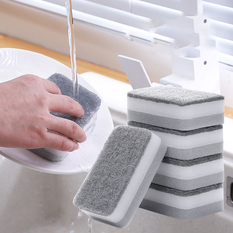 Jiuyi Multi-Function Double-Sided Dishwashing Sponge Scouring Pad Foam Cloth for Kitchen Degreasing Cleaning