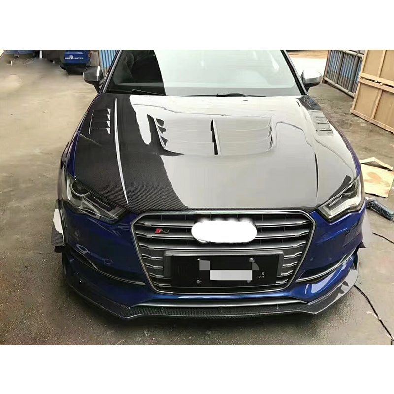 Передний спойлер из углеродного волокна для Audi A3 S3 2014-2016, бампер в форме подбородка, украшение бампера