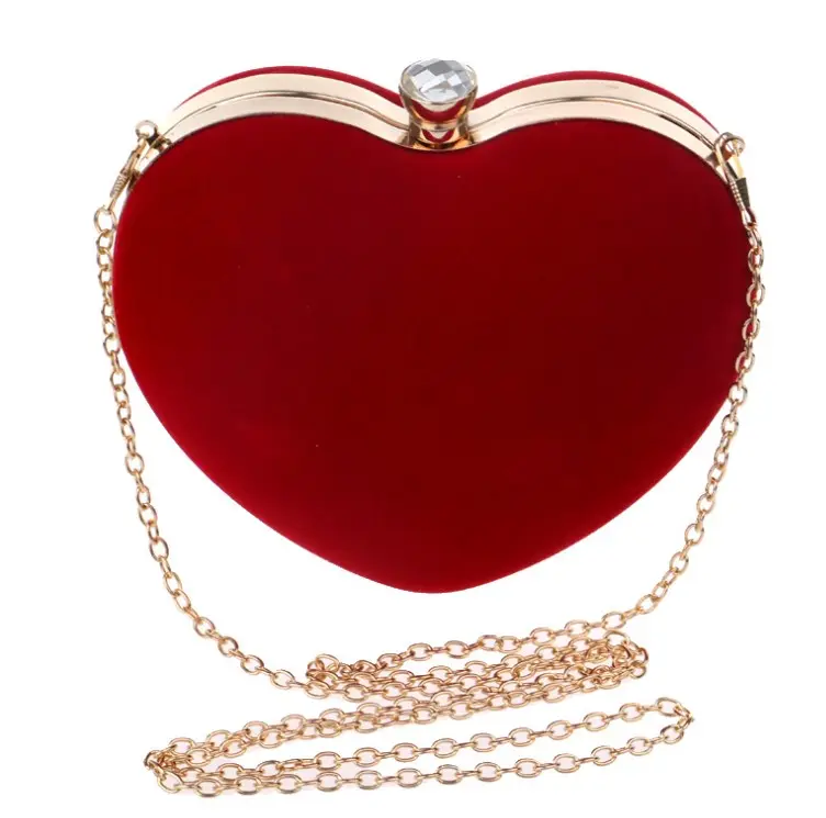 2021Veloutine Girl and women Party Wedding bag Handmade Heart Shaped Evening Bags Chain Purse Clutch evening bags ladies