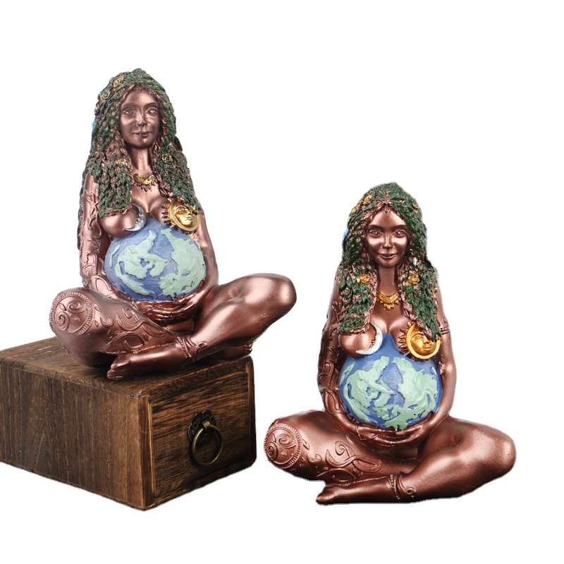 Natural gemstone mother earth healing stones goddess gaia statue crystal crafts mother earth