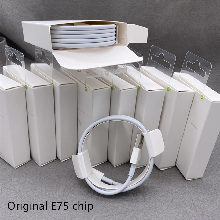 Оригинальный Usb-кабель E75, 1 м, чип для передачи данных, usb-кабель для быстрой зарядки для Iphone 7, 8, XS, MAX, 11, 12, адаптер с упаковкой