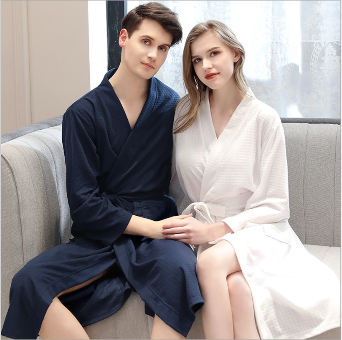 Wholesale Bathrobe female thin bathrobe water absorption women's sleepwear male pajamas and female home clothes sleepwear