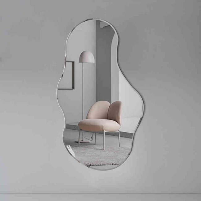 Decorative Nordic Modern Black Metal Framed Asymmetrical Irregular Wall Mirror