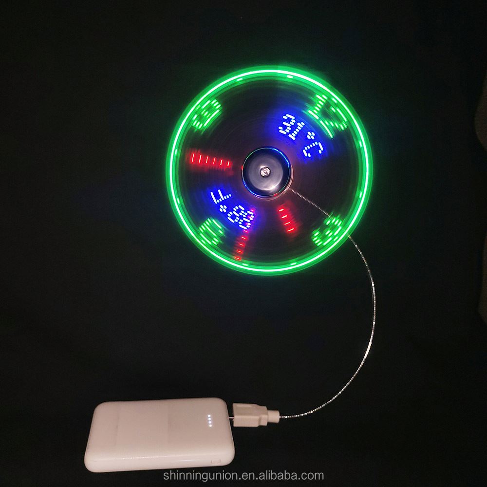 USB-вентилятор с часами и светодиодной подсветкой, маленький портативный настольный мини-вентилятор для компьютера, ноутбука, внешнего аккумулятора