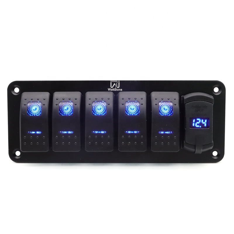 Wattbons 5 Gang кулисный переключатель панель с 4.2A Dual USB Автомобильное зарядное устройство вольтметр Водонепроницаемый 12V морской кулисный переключатель для автомобиля грузовика лодка