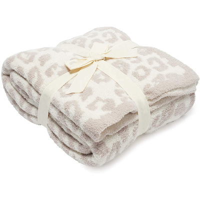2021 Winter Softest Barefoot Custom Knit Fleece Leopard Grey Blanket Adult Blanket