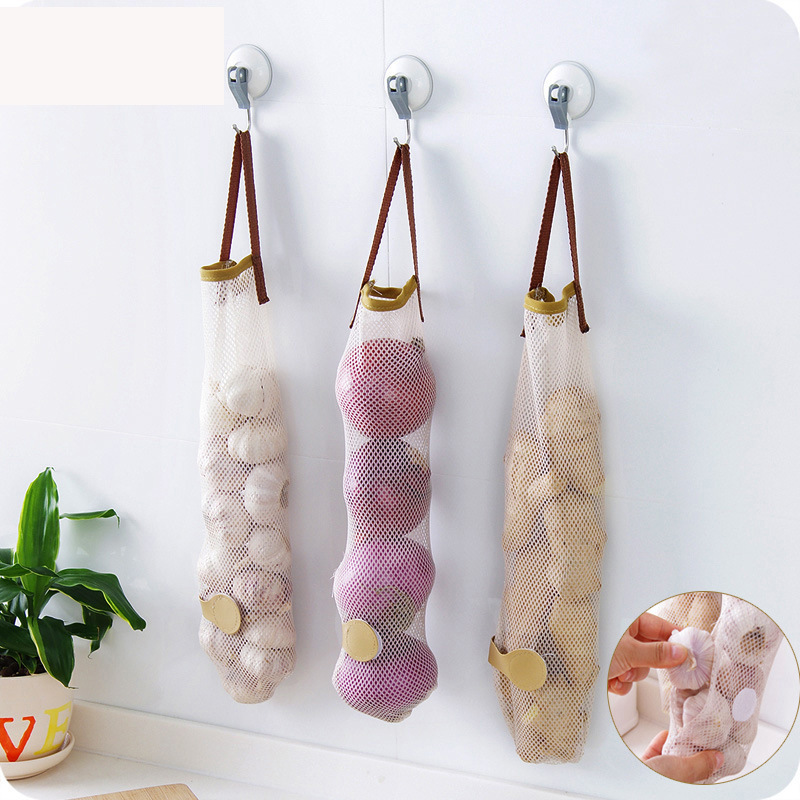 Vegetable Storage Bag Onion Potato Saver Trash Bags Pepper Waste Holder Kitchen Garbage Trash Storage Mesh Bag DH4888