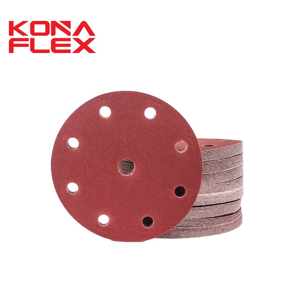 Konaflex-оксид алюминия 6 дюймов (150 мм) с 8 + 1 отверстиями для пыли, крючком и петлей, шлифовальный диск