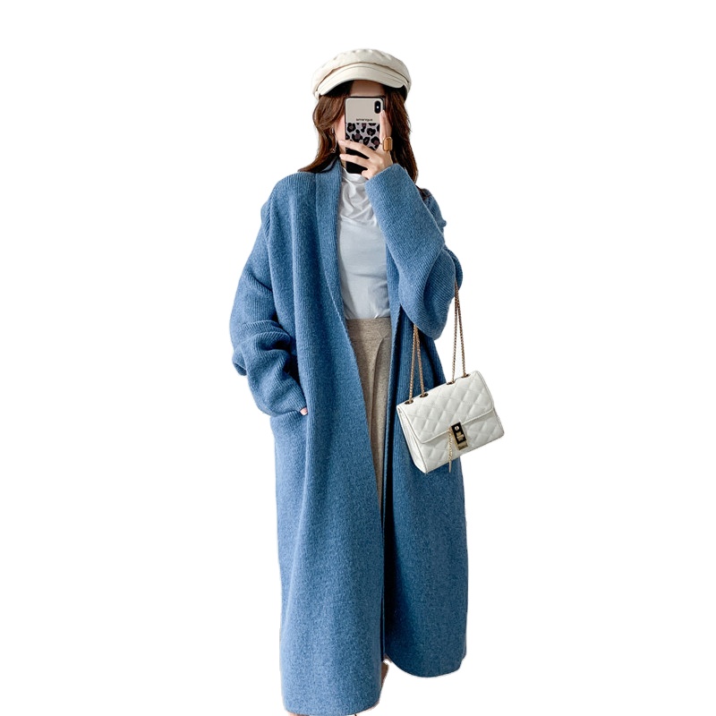 2021 Cardigan Women Autumn and Winter Long Knit Jacket New Thicken Wool Knitted Cardigan Sweater Coat Warm Outwear
