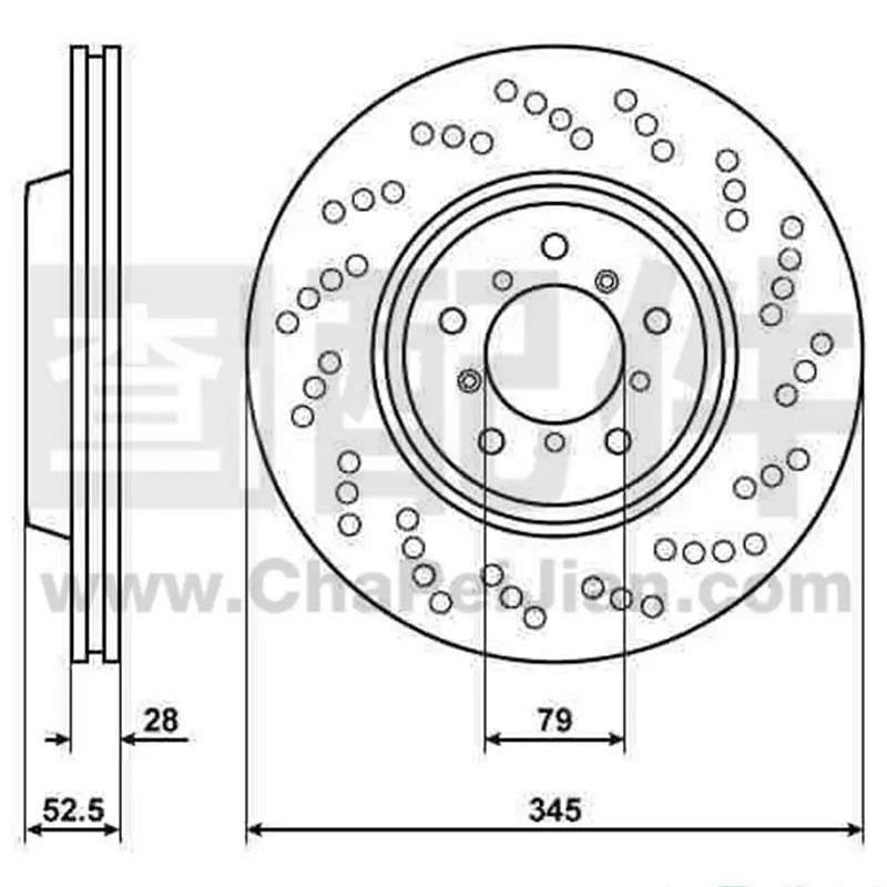 Factory offer brake disc 345*28mm stock partnumber 34112282446 and 34112282445 for bmw e46 m3 CSL