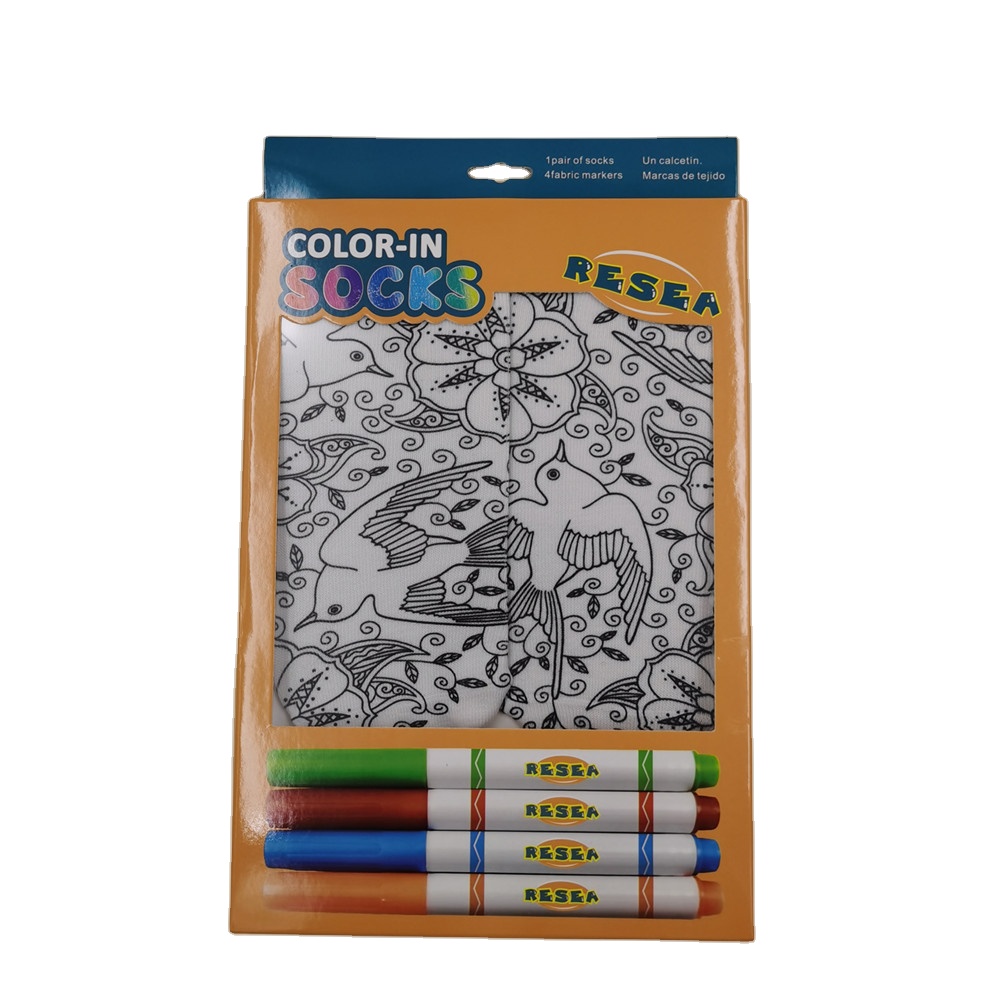 kids cartoon diy color in socks coloring drawing socks