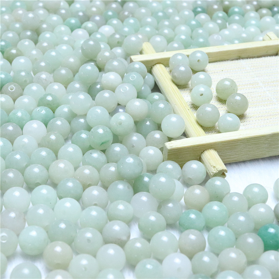 Natural 8 mm polishing technique jade round green loose quartz stone beads for bracelets necklaces accessories jewelry making